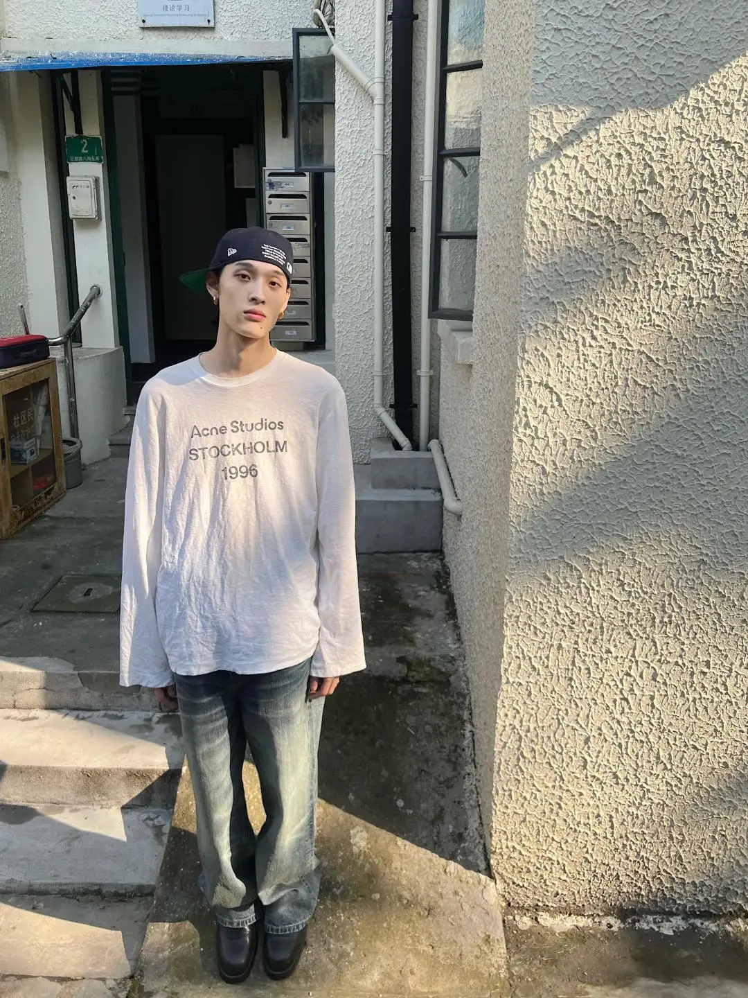 1996 Logo Print Slub Cotton Long-Sleeve T-Shirt D13023708 — view 3