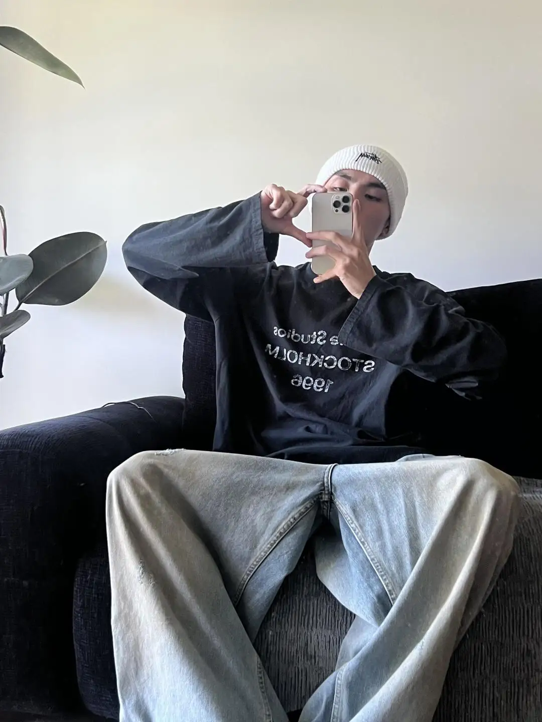 1996 Logo Print Slub Cotton Long-Sleeve T-Shirt D13023708 — view 99