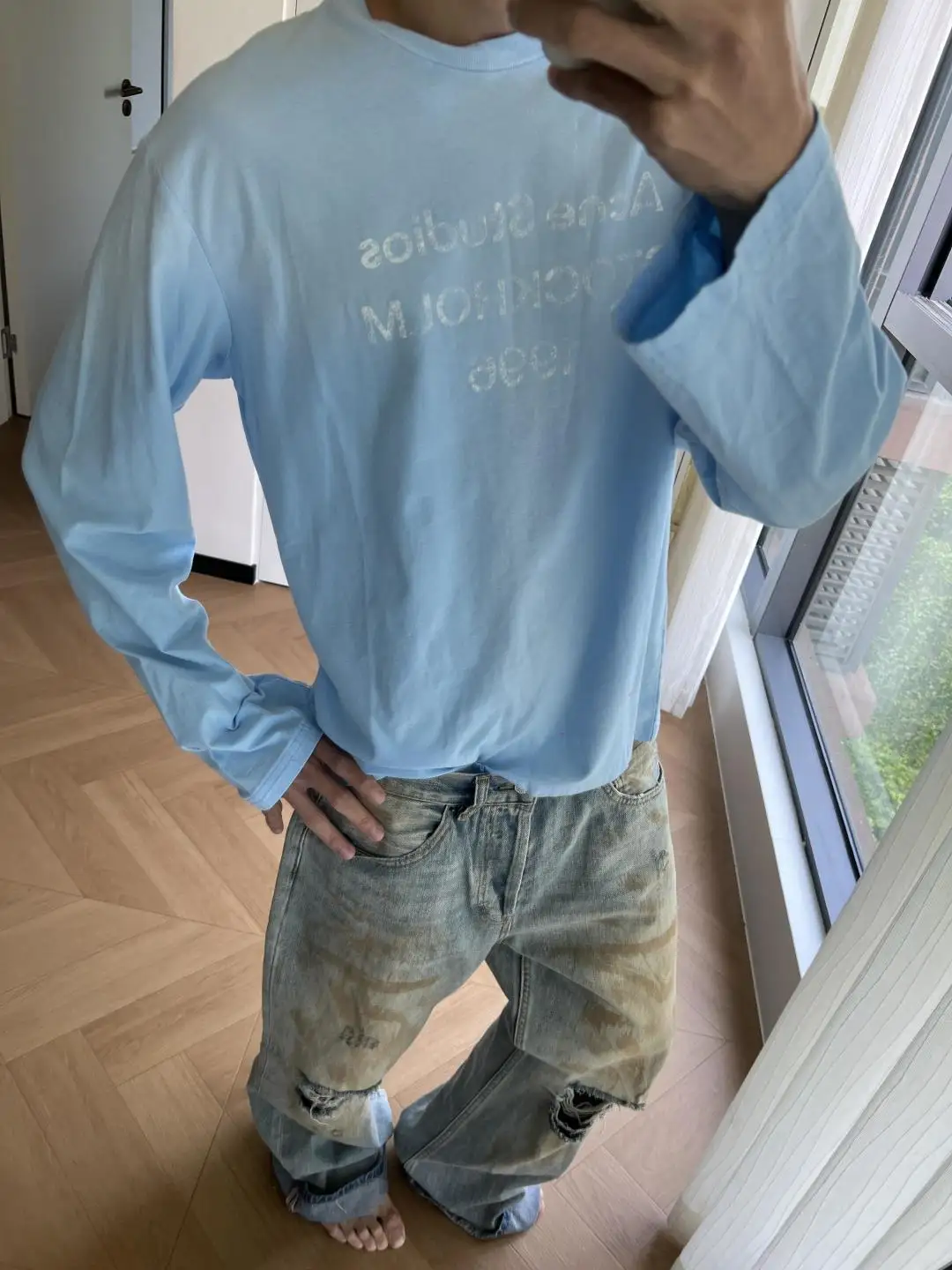 Distressed Logo-Print Cotton-Linen T-Shirt D13023678 — view 15