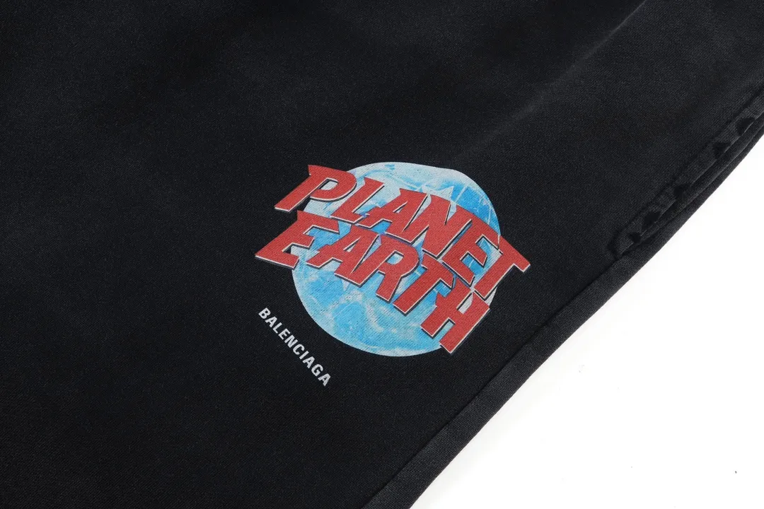 Planet Earth Print Washed Cotton Sweatpants D26518792 — view 12
