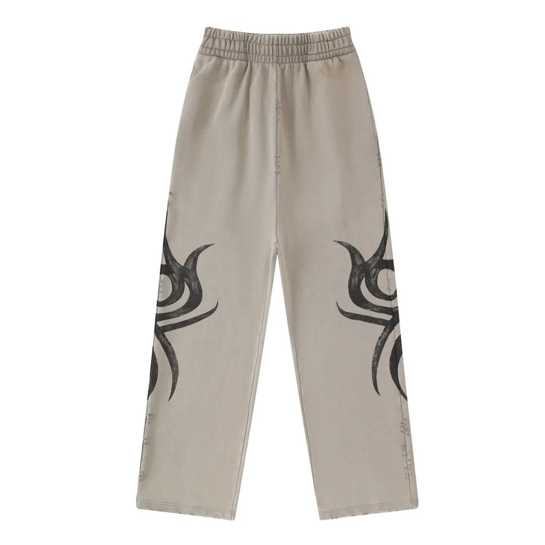 Distressed Graffiti Print Sweatpants D30912591