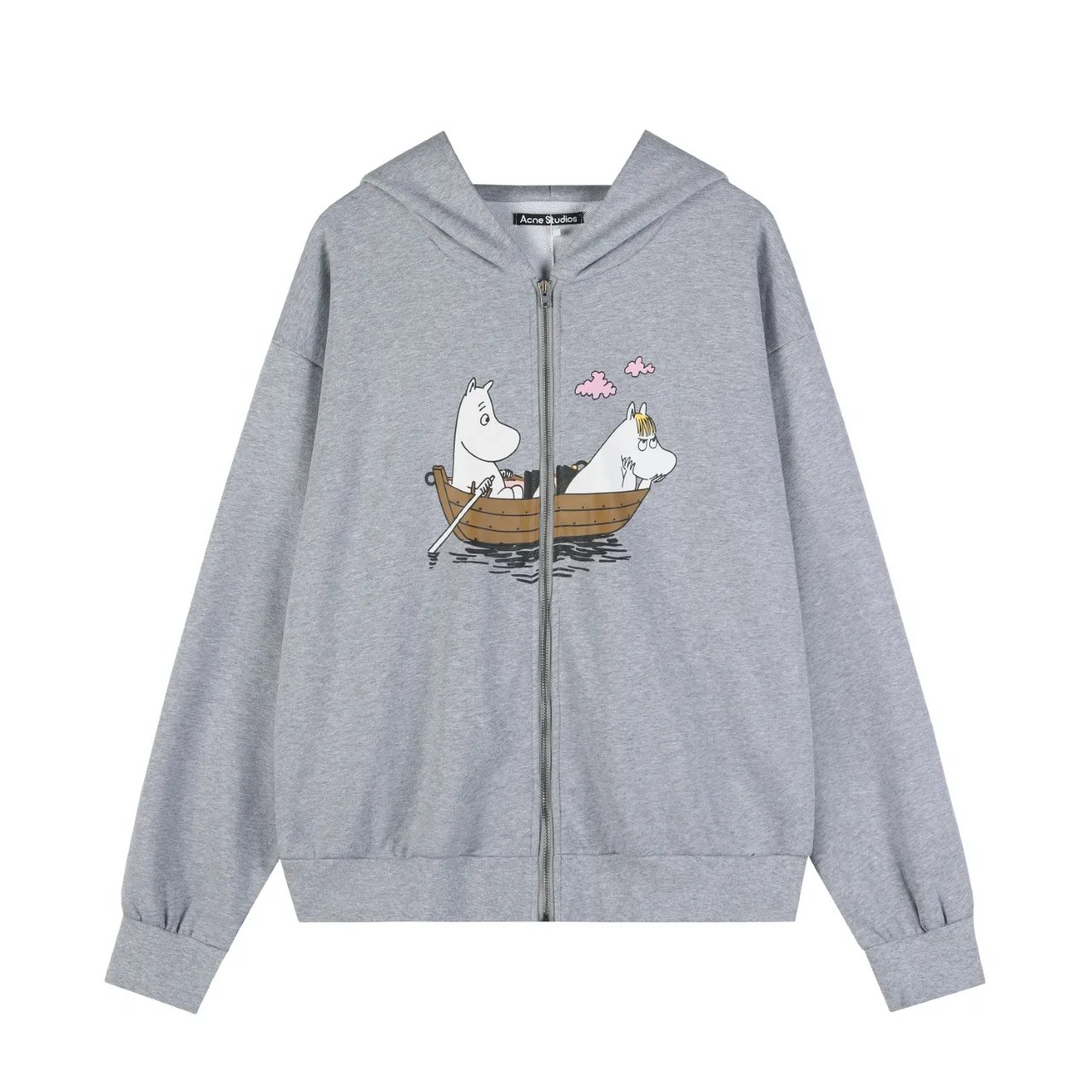 Graphic Print Zip-Up Hoodie D14015502