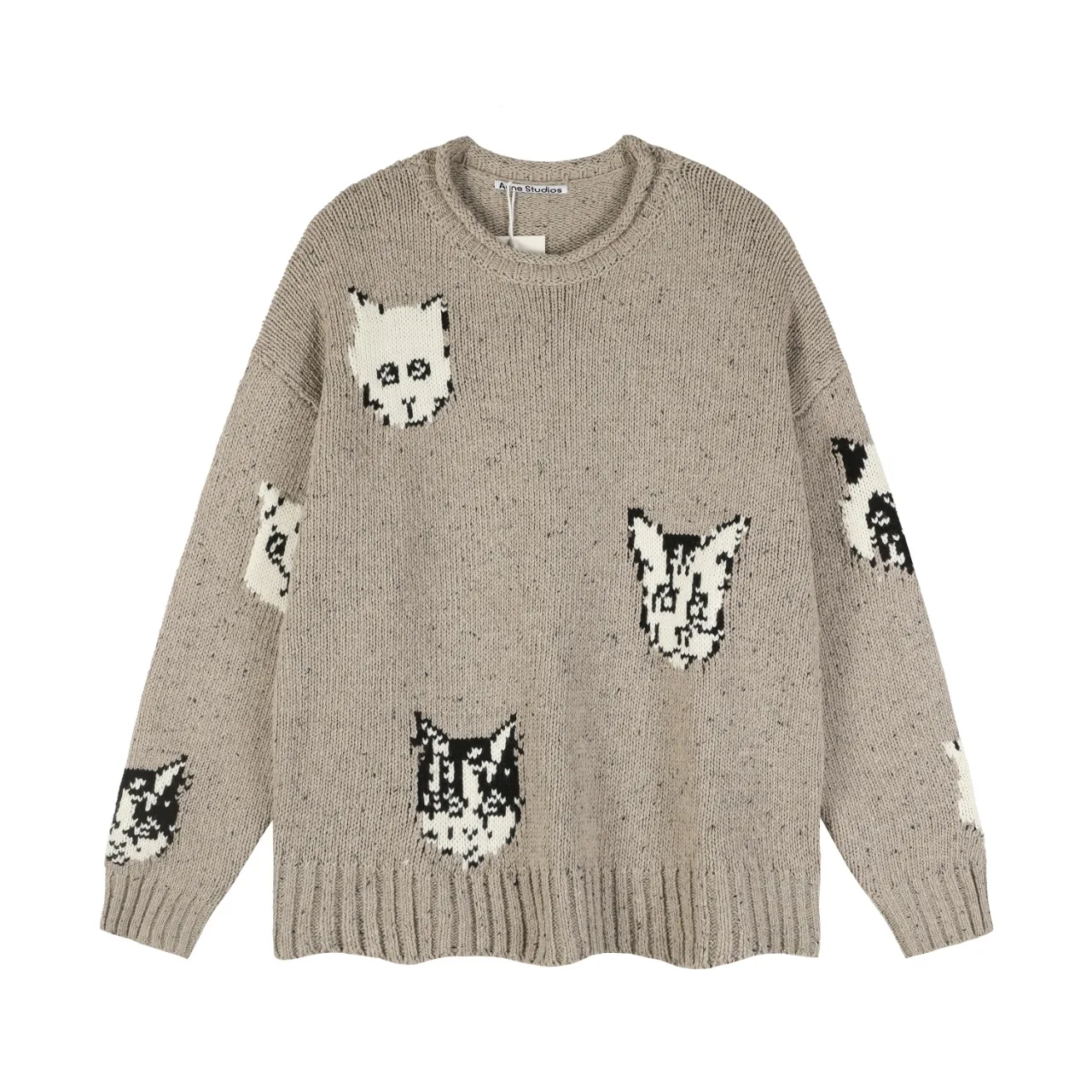 Cat-Intarsia Wool-Blend Crew-Neck Sweater D16011719