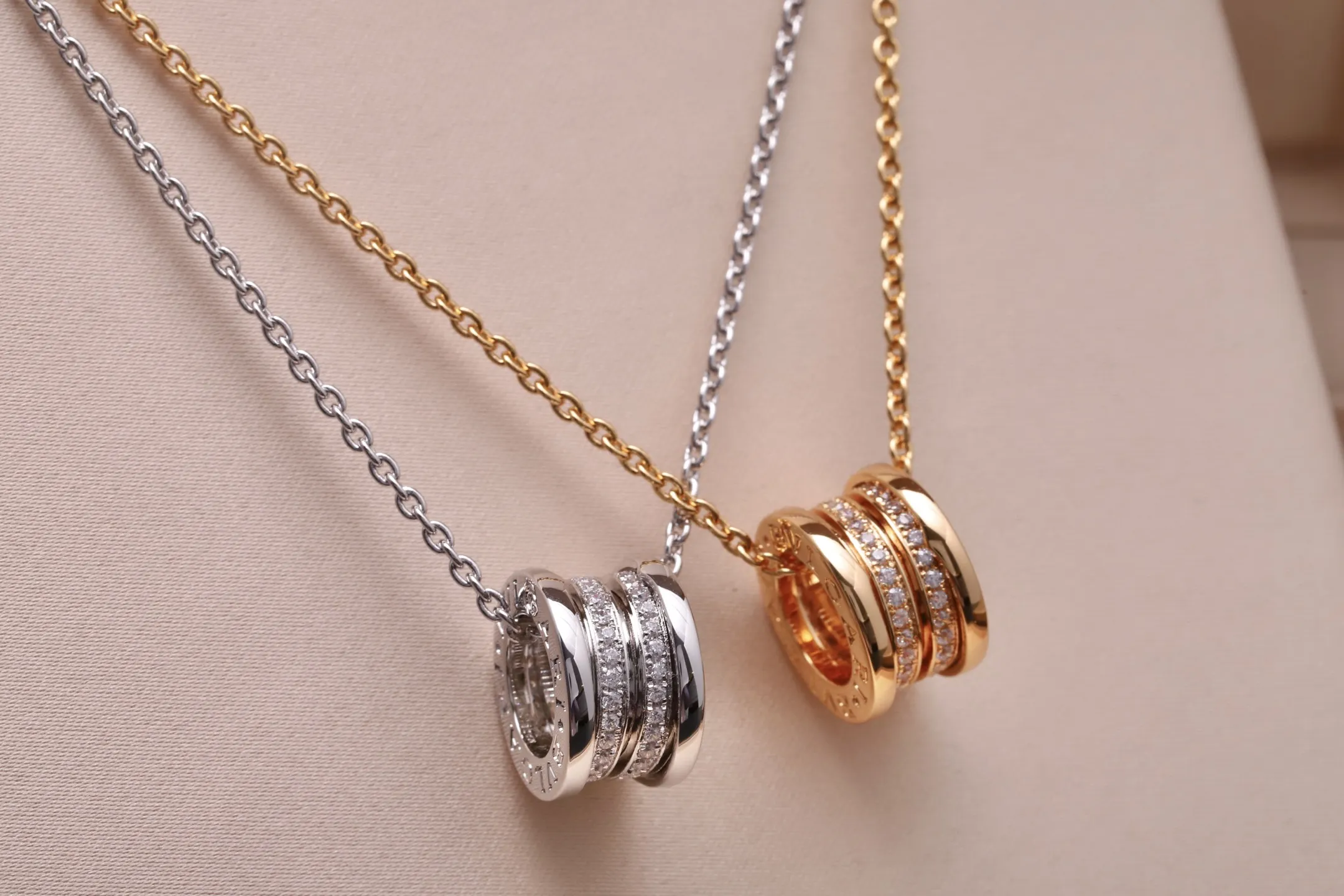 B.zero1 Diamond-Set Spiral Necklace (Gold-Plated Brass) D18517150 — view 3