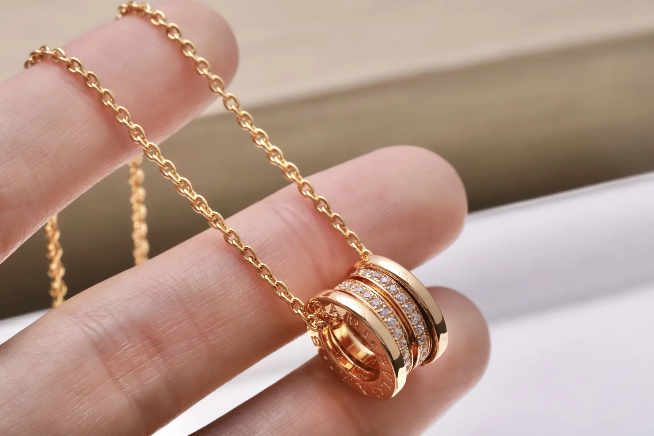 B.zero1 Diamond-Set Spiral Necklace (Gold-Plated Brass) D18517150 — view 4