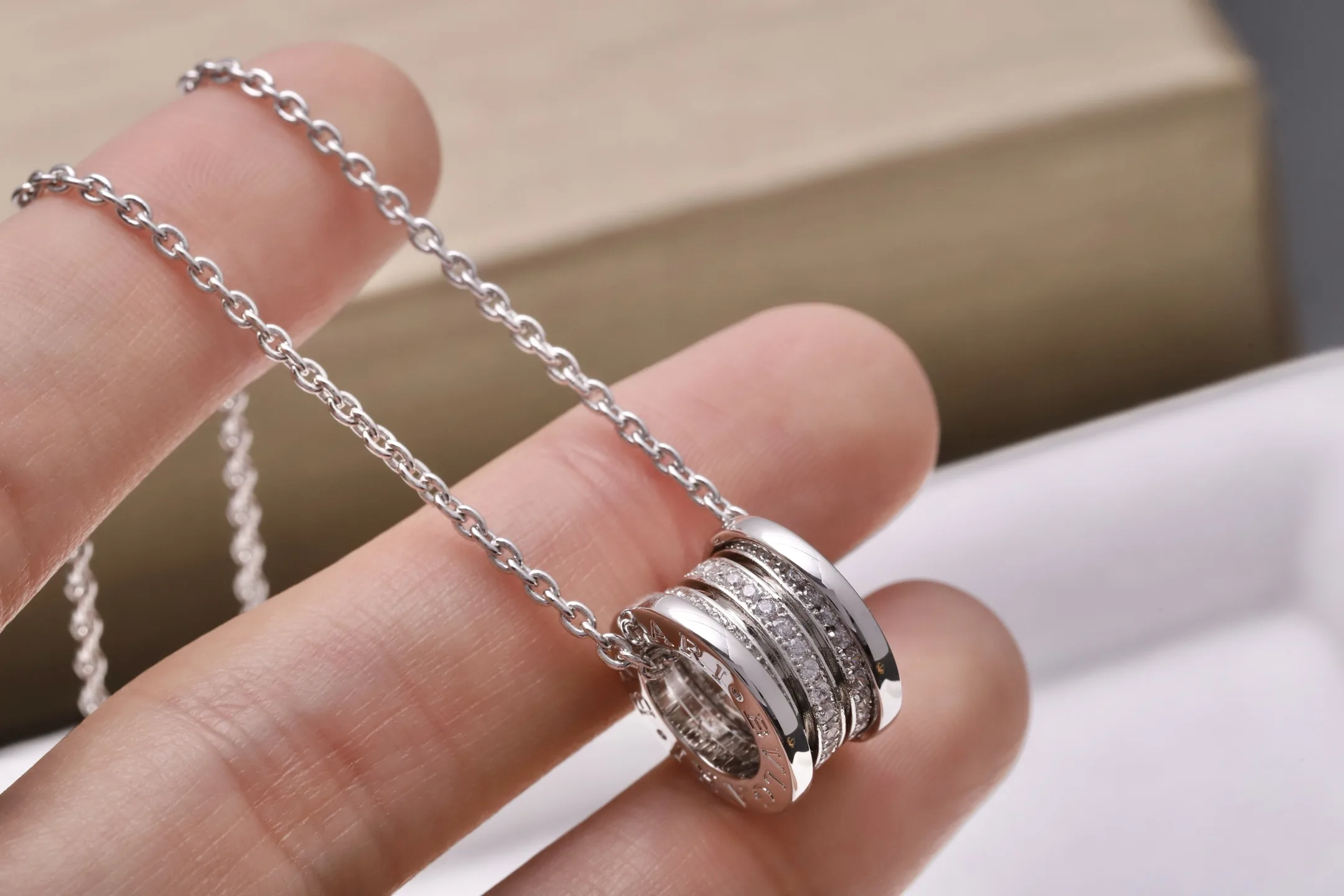 B.zero1 Diamond-Set Spiral Necklace (Gold-Plated Brass) D18517150 — view 5