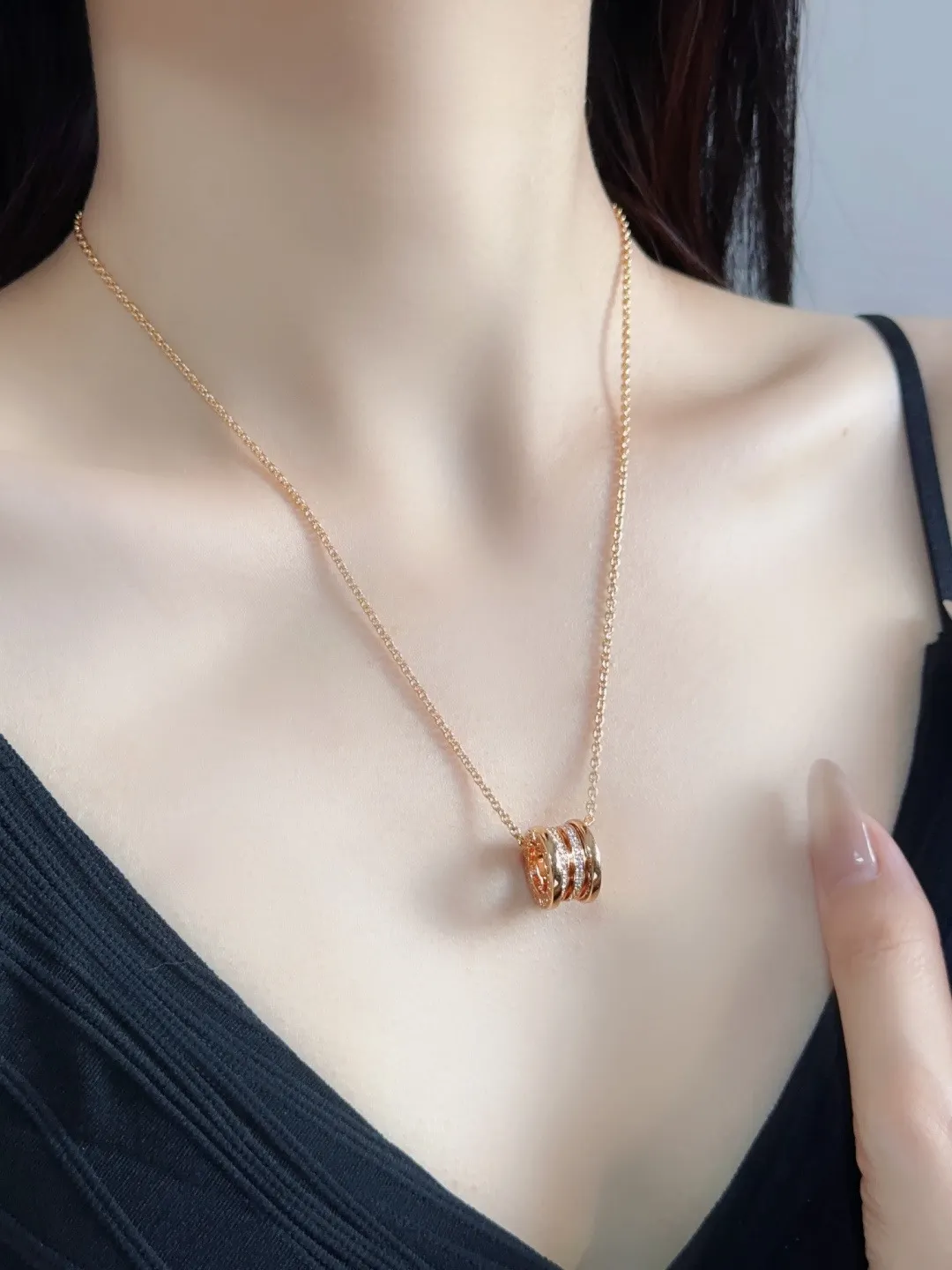 B.zero1 Diamond-Set Spiral Necklace (Gold-Plated Brass) D18517150 — view 11