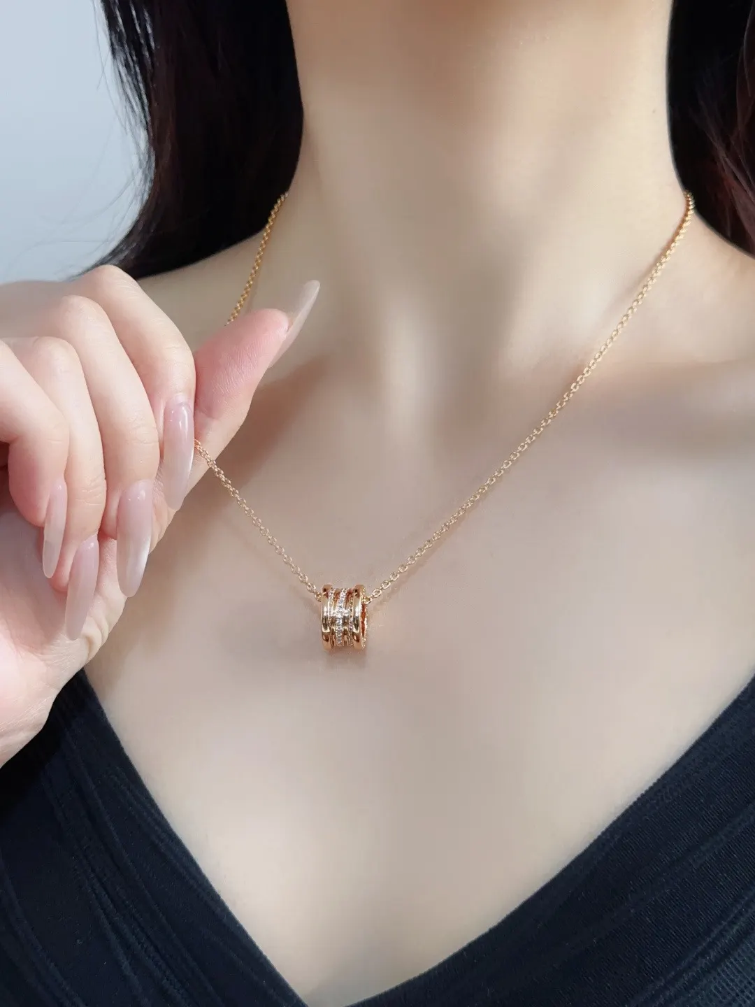 B.zero1 Diamond-Set Spiral Necklace (Gold-Plated Brass) D18517150 — view 12