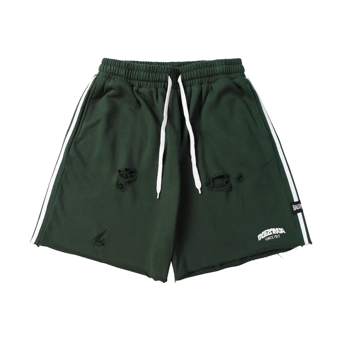 Distressed Logo-Print Cotton-Jersey Shorts D19012844