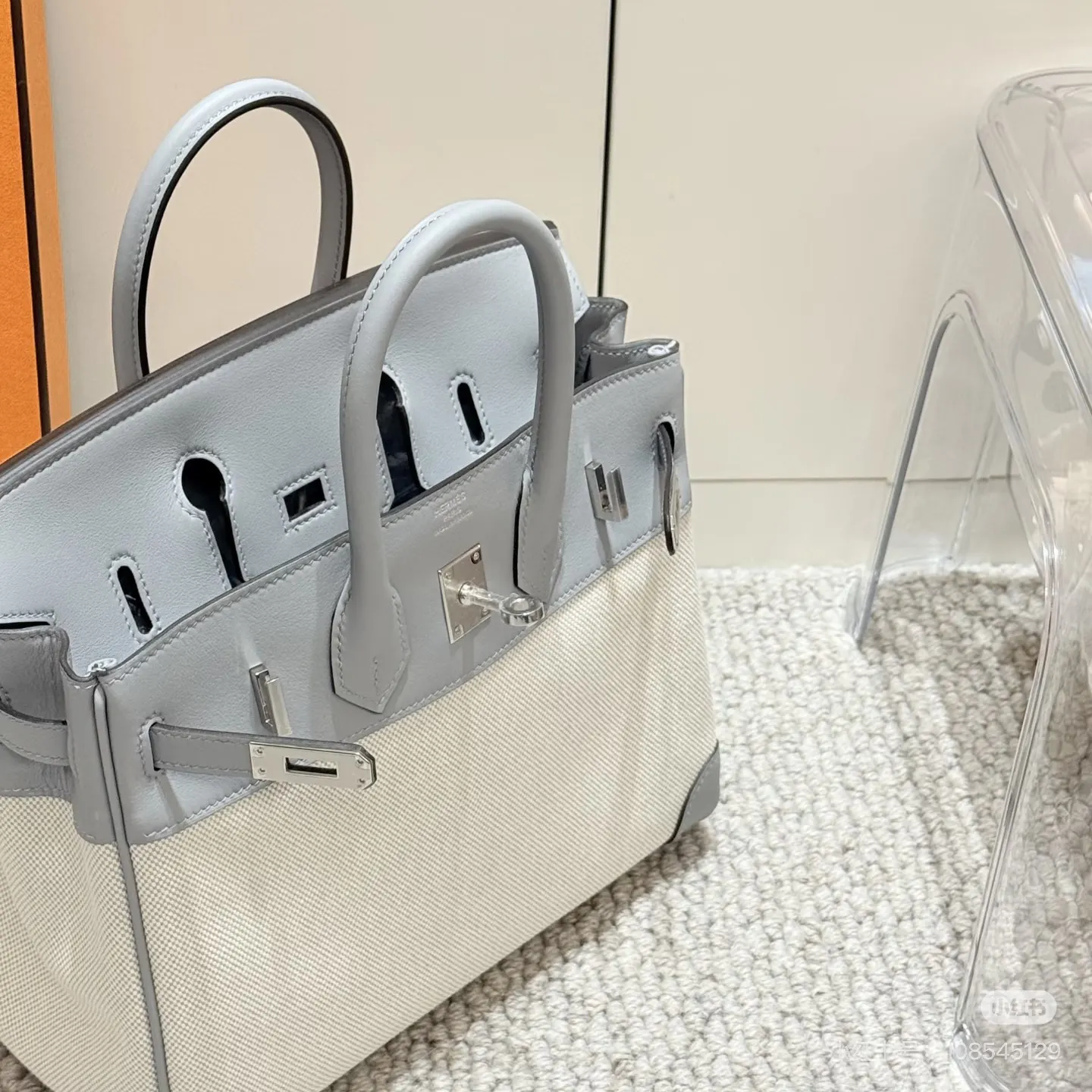 Color-Block Canvas & Leather Top-Handle Bag D59017772