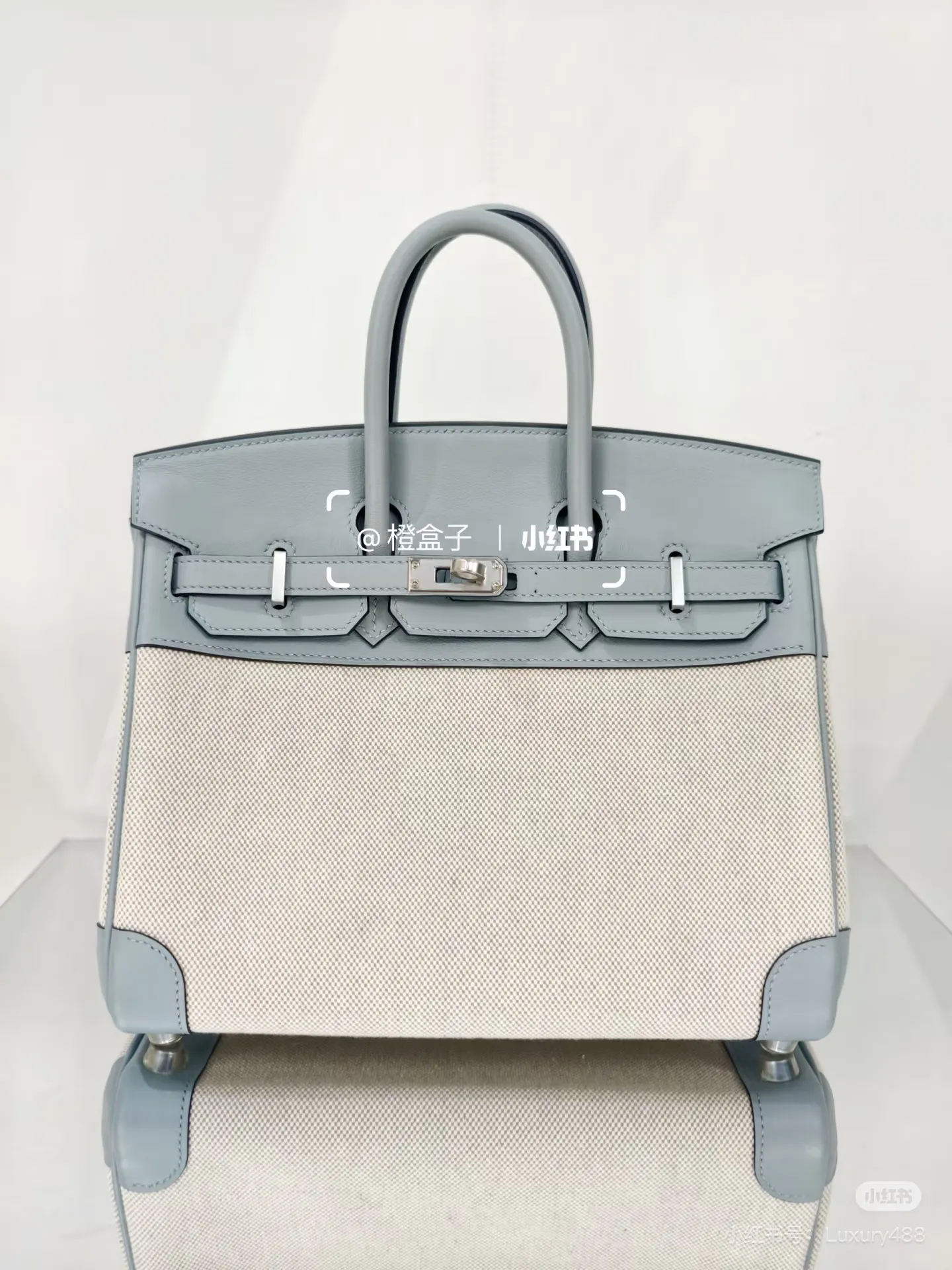 Color-Block Canvas & Leather Top-Handle Bag D59017772 — view 5