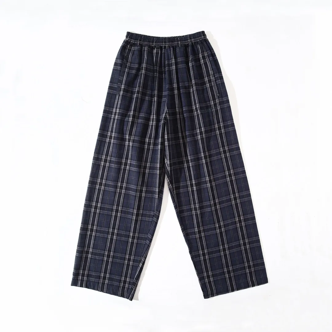 Plaid Breathable Straight-Leg Trousers D24912552