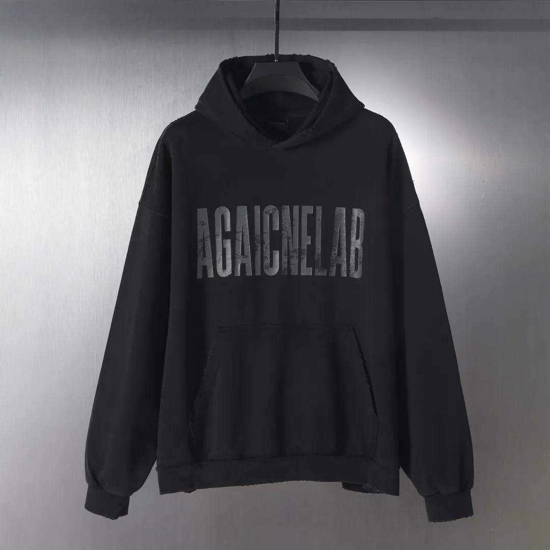 Distressed Logo Print Oversized Hoodie D26918800