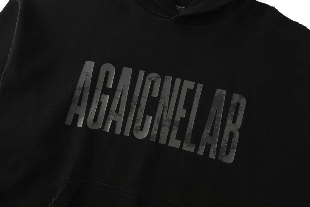 Distressed Logo Print Oversized Hoodie D26918800 — view 13