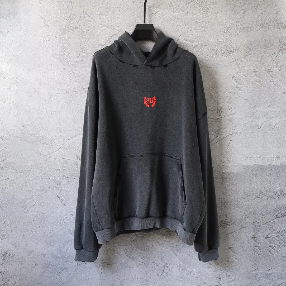 Washed Distressed Logo Embroidery Hoodie D27921286 — view 10