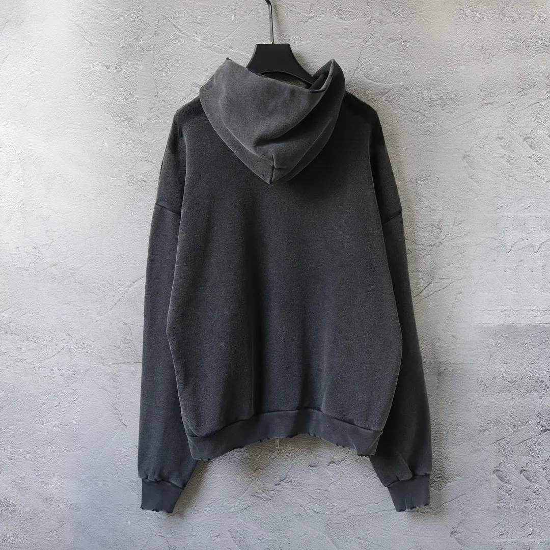Washed Distressed Logo Embroidery Hoodie D27921286 — view 11