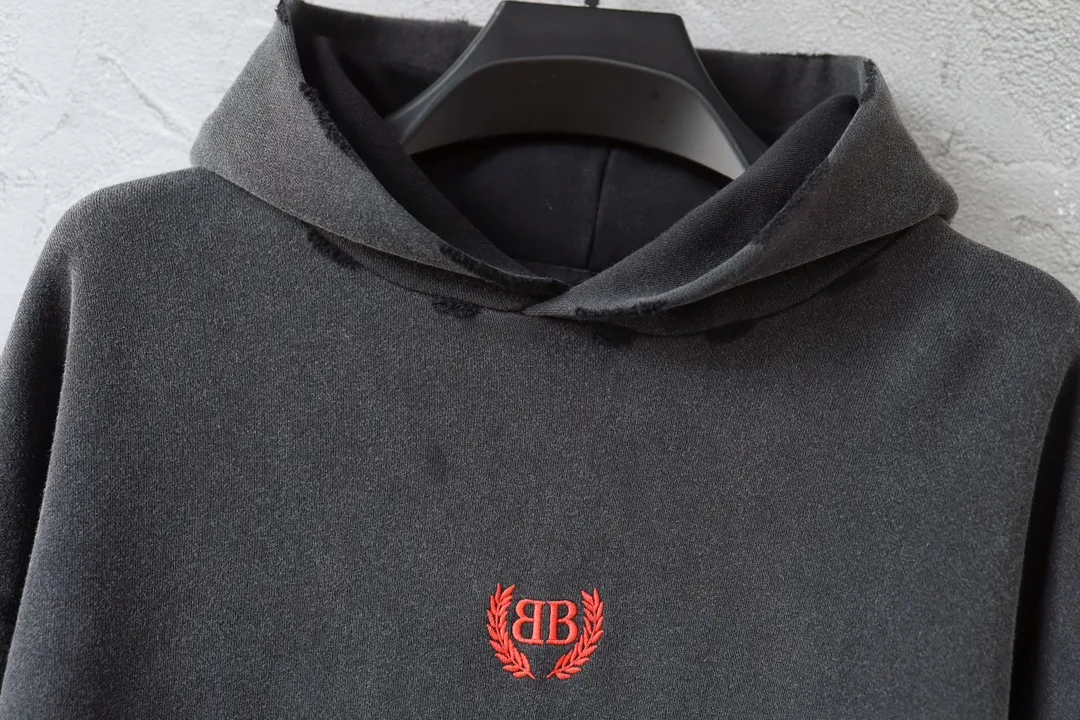 Washed Distressed Logo Embroidery Hoodie D27921286 — view 13