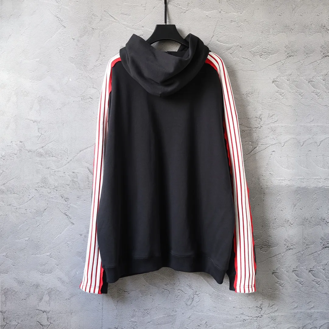Logo Embroidered Stripe-Sleeve Cotton Hoodie D29921327 — view 2