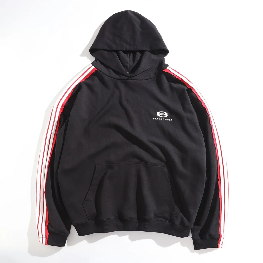 Logo Embroidered Stripe-Sleeve Cotton Hoodie D29921327 — view 10