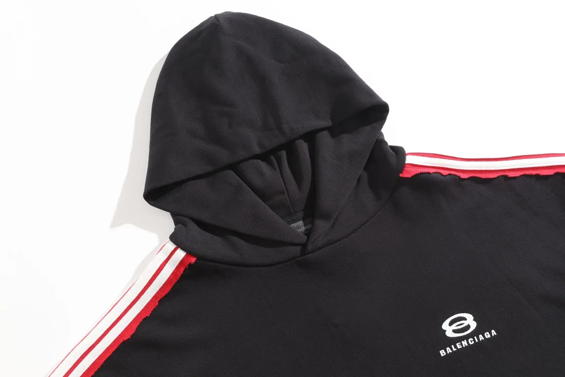 Logo Embroidered Stripe-Sleeve Cotton Hoodie D29921327 — view 12