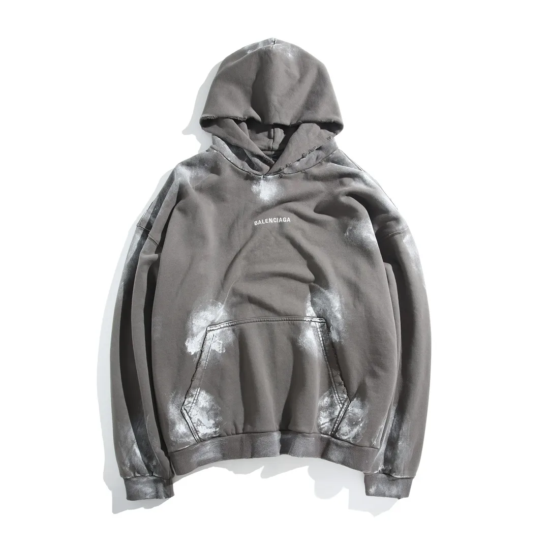 Logo Embroidered Mud-Wash Distressed Hoodie D31918798 — view 10