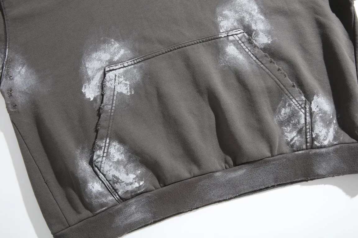 Logo Embroidered Mud-Wash Distressed Hoodie D31918798 — view 15
