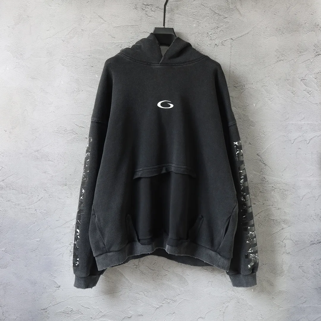 Distressed Graphic Print Oversized Hoodie D27918790
