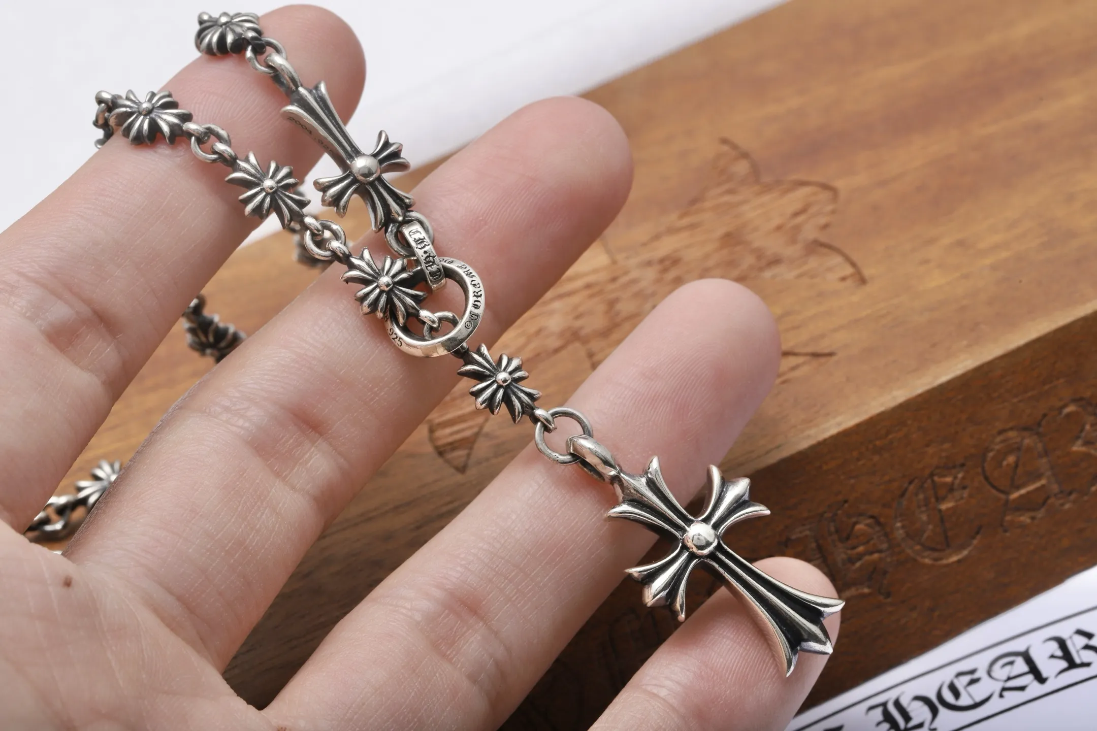 Cross Motif Sterling Silver Adjustable Necklace D132517877 — view 4