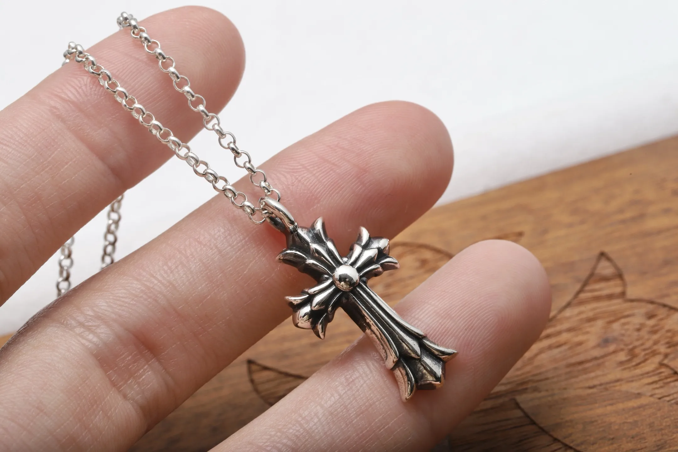 Double-Layer Cross Pendant Necklace (Sterling Silver) D34517880 — view 4