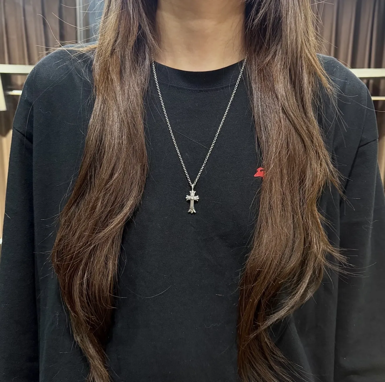 Double-Layer Cross Pendant Necklace (Sterling Silver) D34517880 — view 9