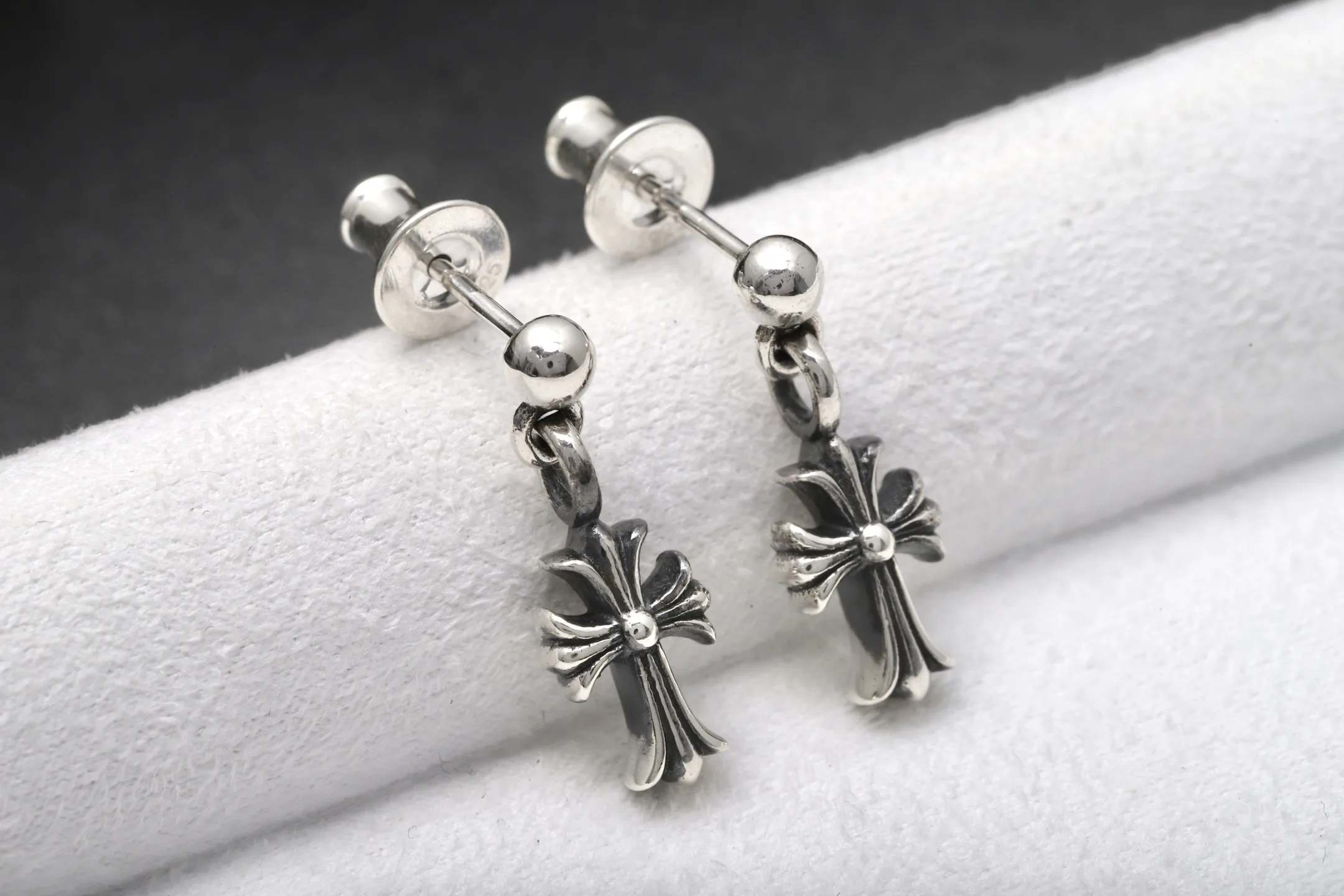 Cross Drop Stud Earrings (Sterling Silver) D16517891 — view 4