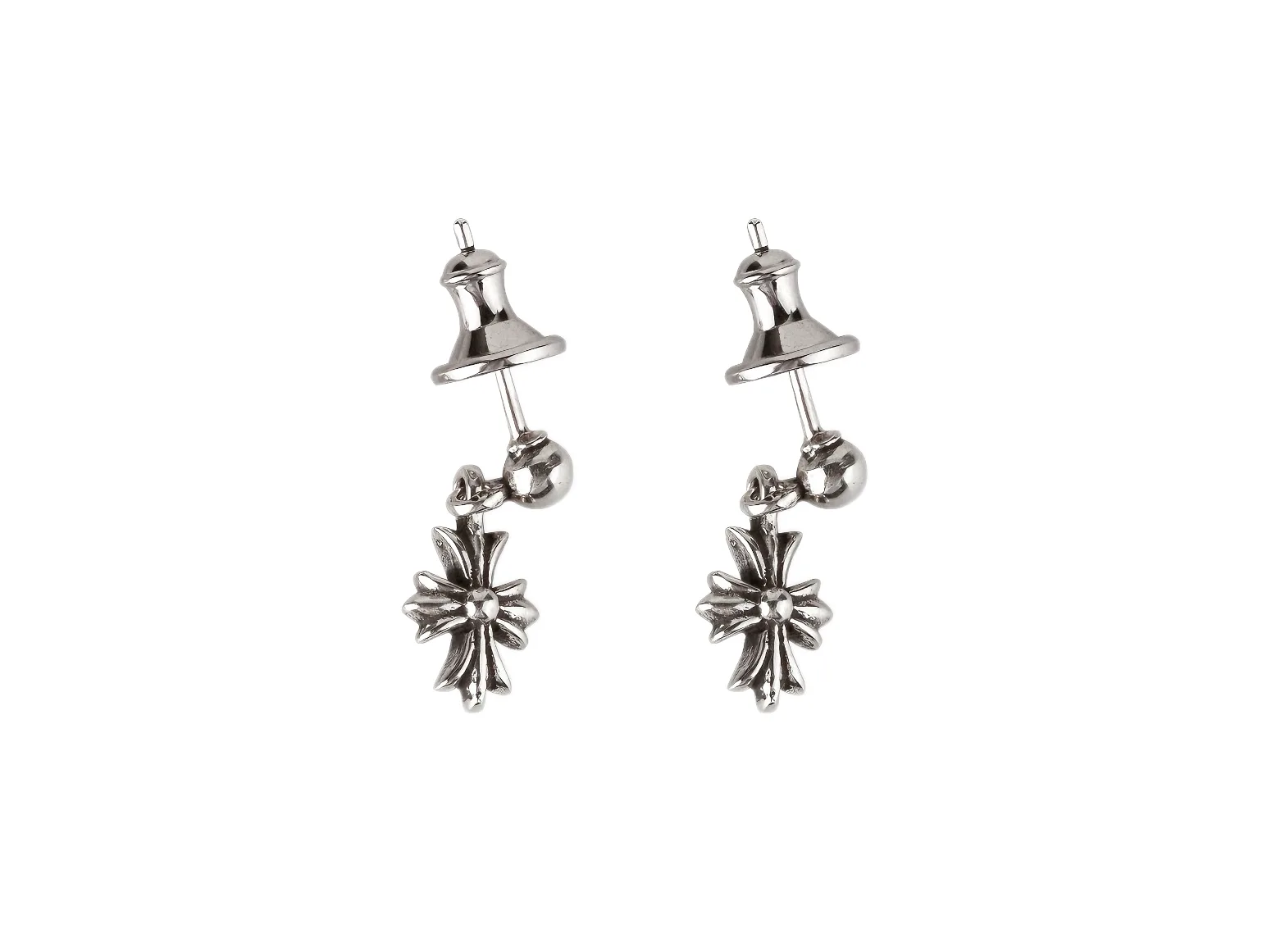 Cross Drop Stud Earrings (Sterling Silver) D15517890