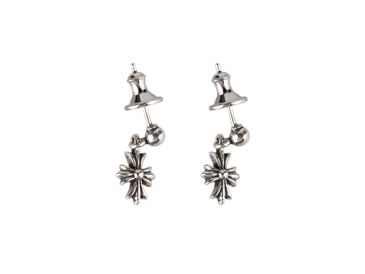 Cross Drop Stud Earrings (Sterling Silver) D15517890