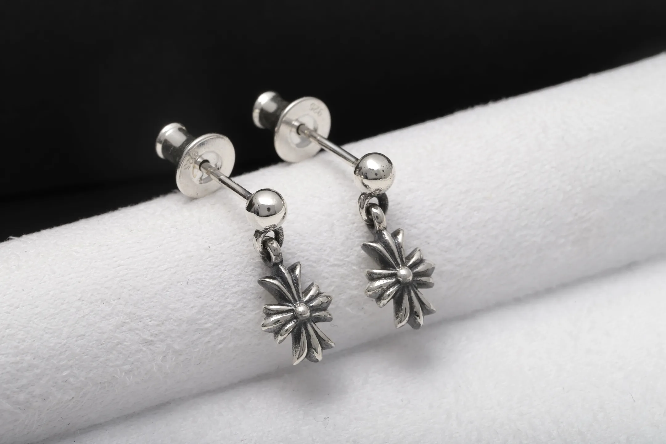 Cross Drop Stud Earrings (Sterling Silver) D15517890 — view 4