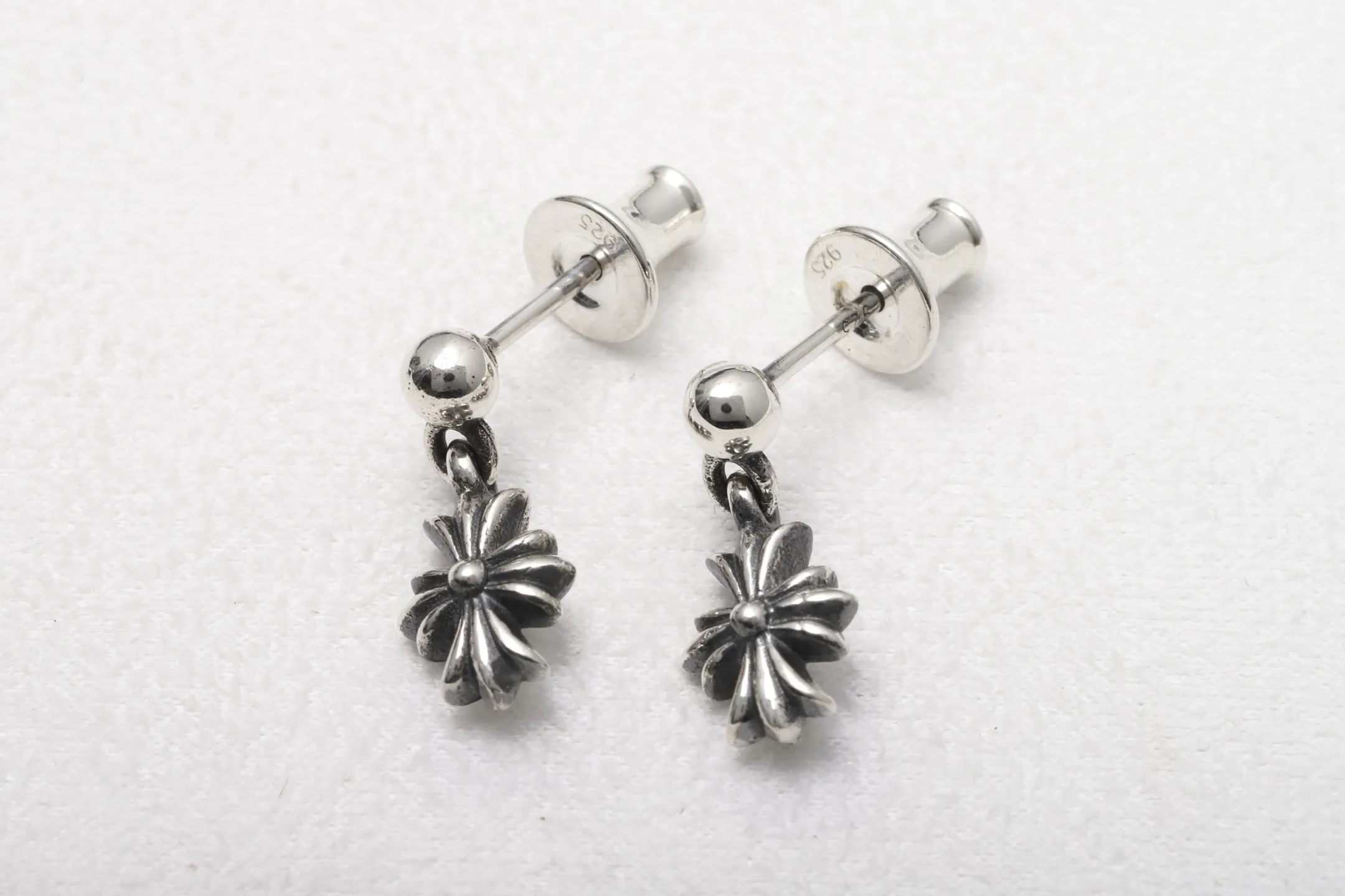Cross Drop Stud Earrings (Sterling Silver) D15517890 — view 5