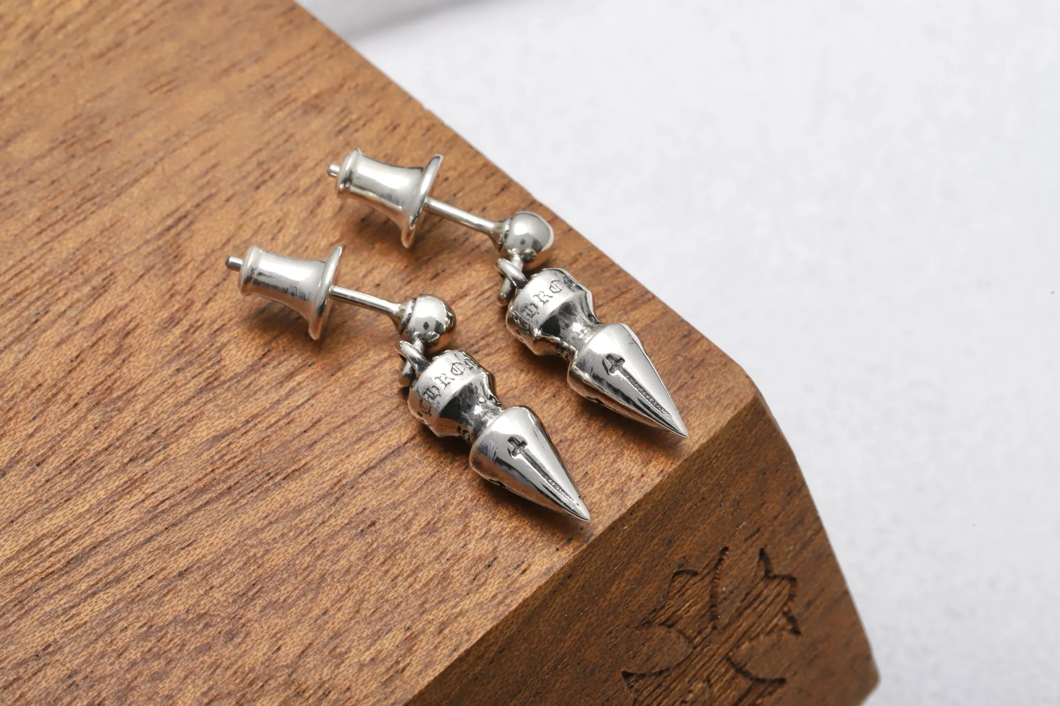 Bullet-Tip Stud Earrings (Sterling Silver) D19017889 — view 3