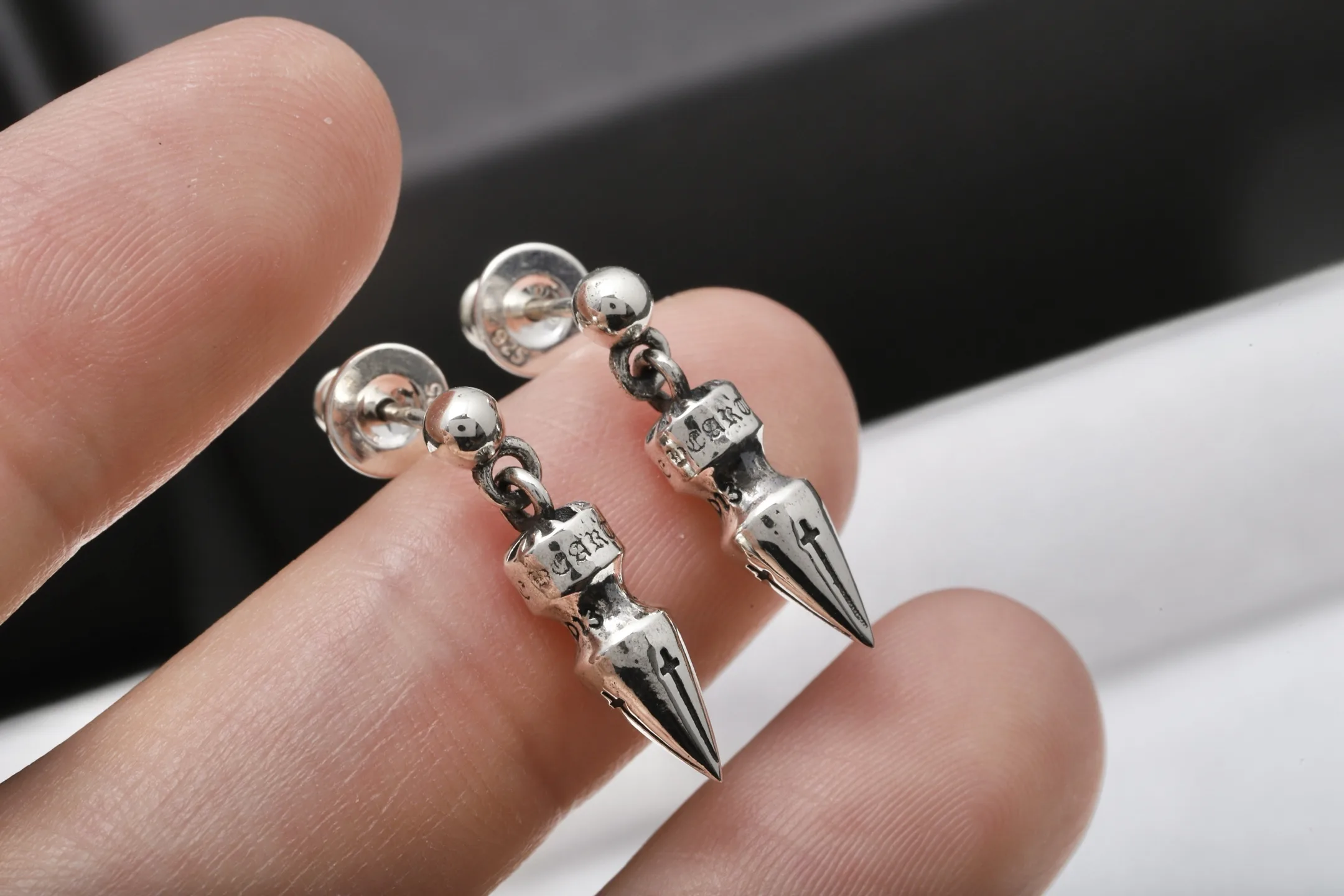 Bullet-Tip Stud Earrings (Sterling Silver) D19017889 — view 6