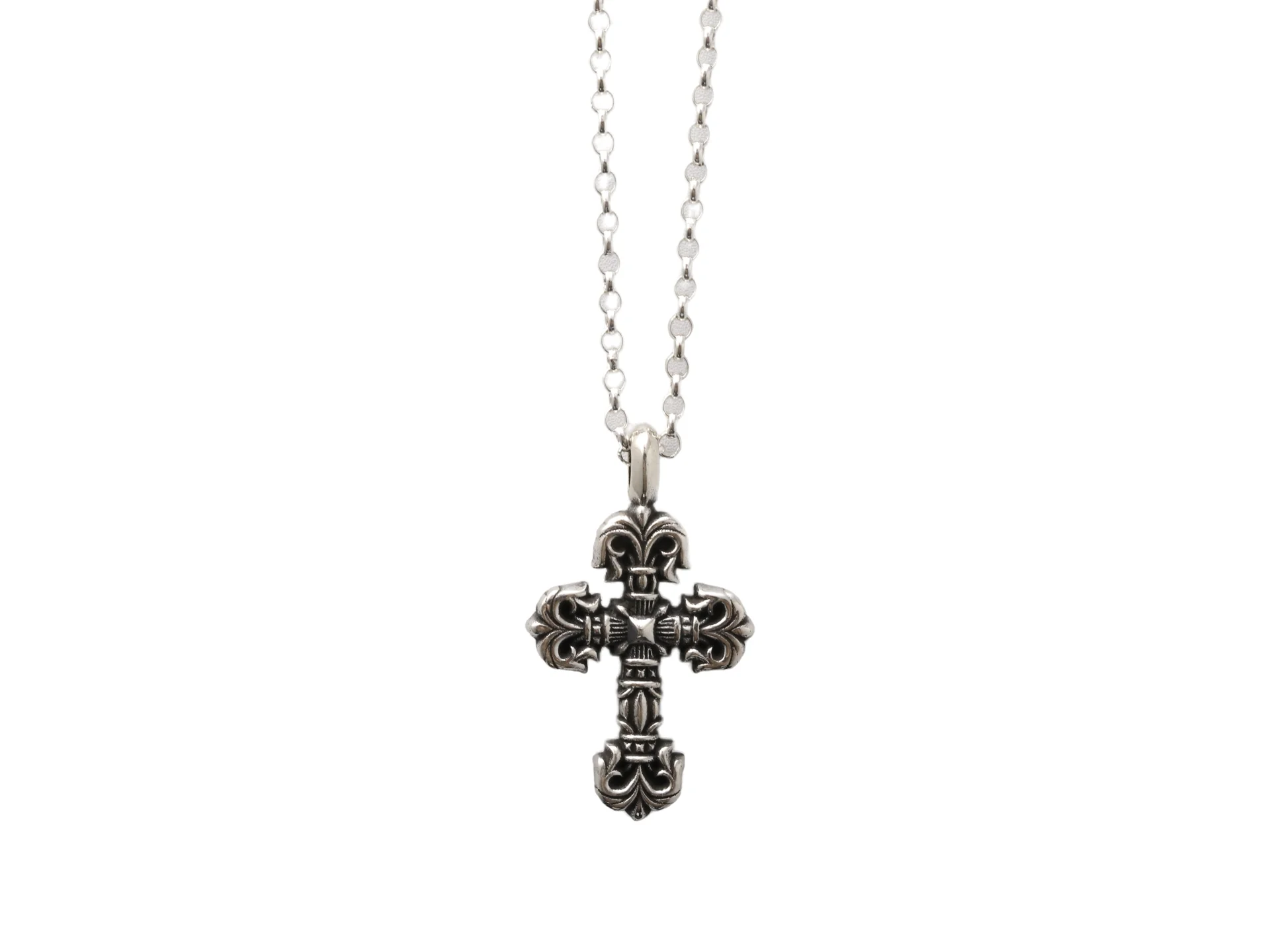 Flame Cross Pendant Necklace (Sterling Silver) D34017881