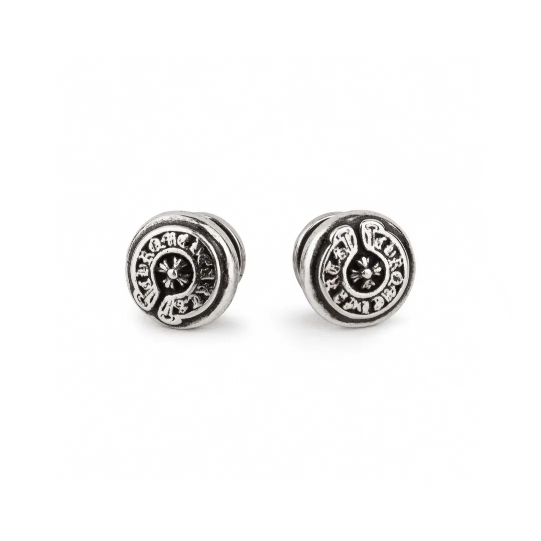 Horseshoe Engraved Sterling Silver Stud Earrings D14517888
