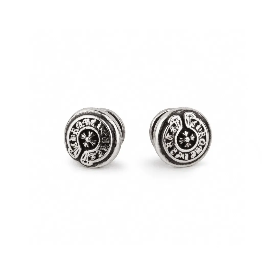 Horseshoe Engraved Sterling Silver Stud Earrings D14517888