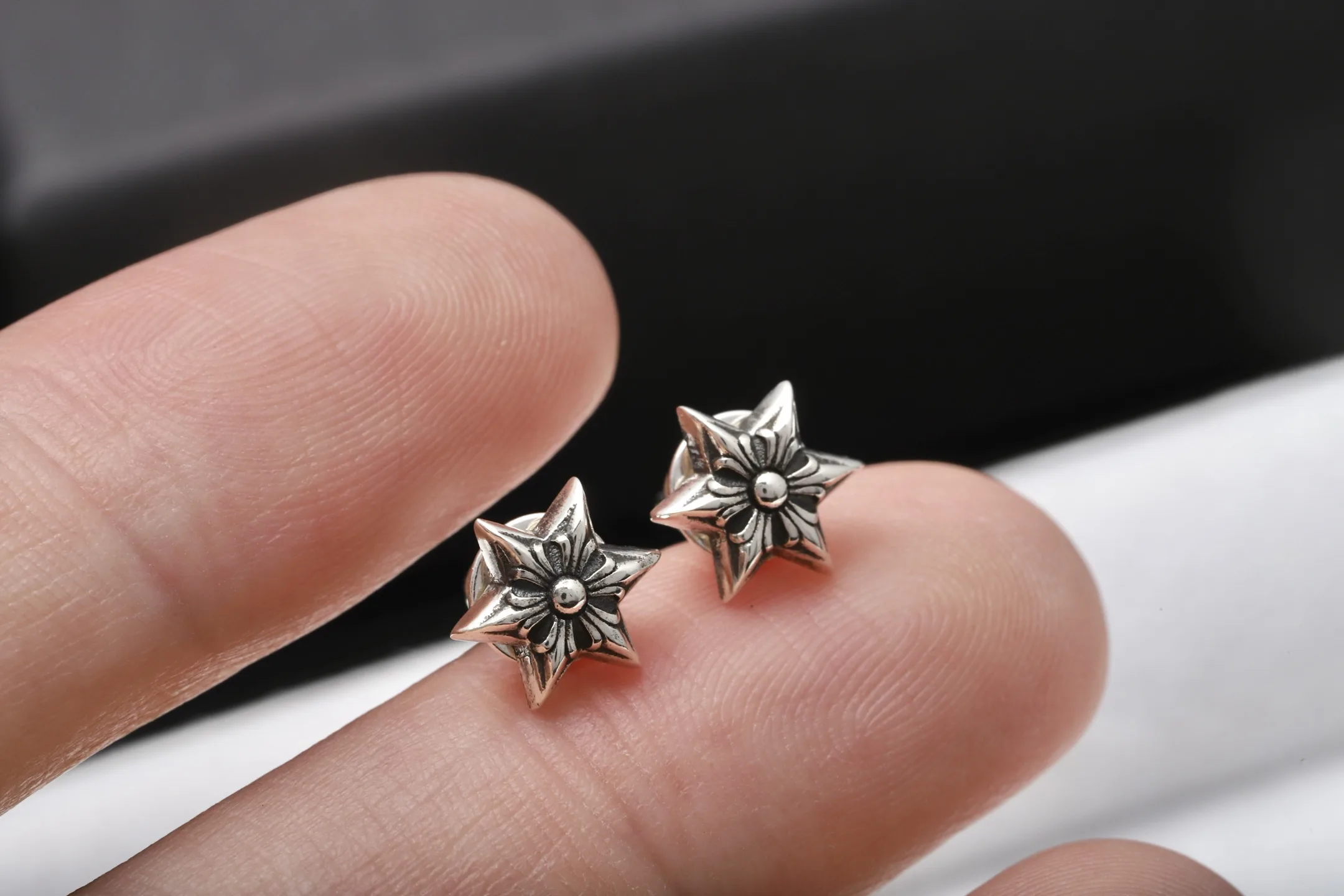 Hexagram Stud Earrings (Sterling Silver) D14017887 — view 5