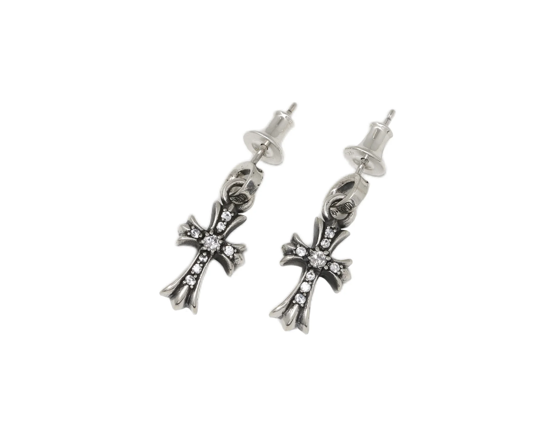 Chrome Hearts-Inspired Pave Cross Drop Earrings D26517893