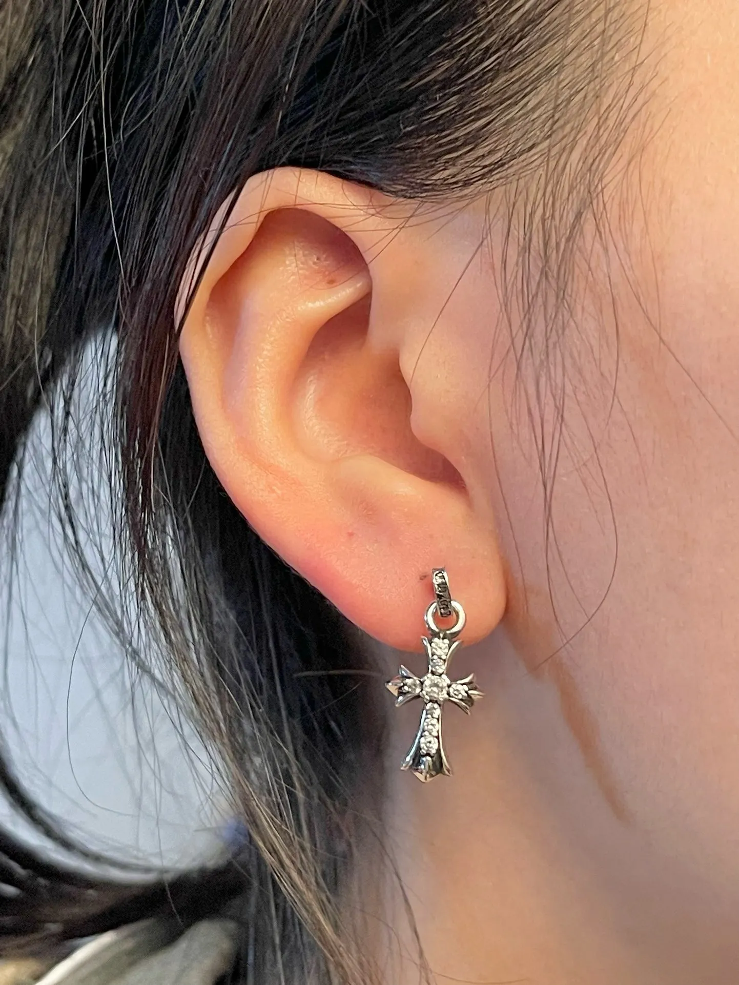 Chrome Hearts-Inspired Pave Cross Drop Earrings D26517893 — view 8