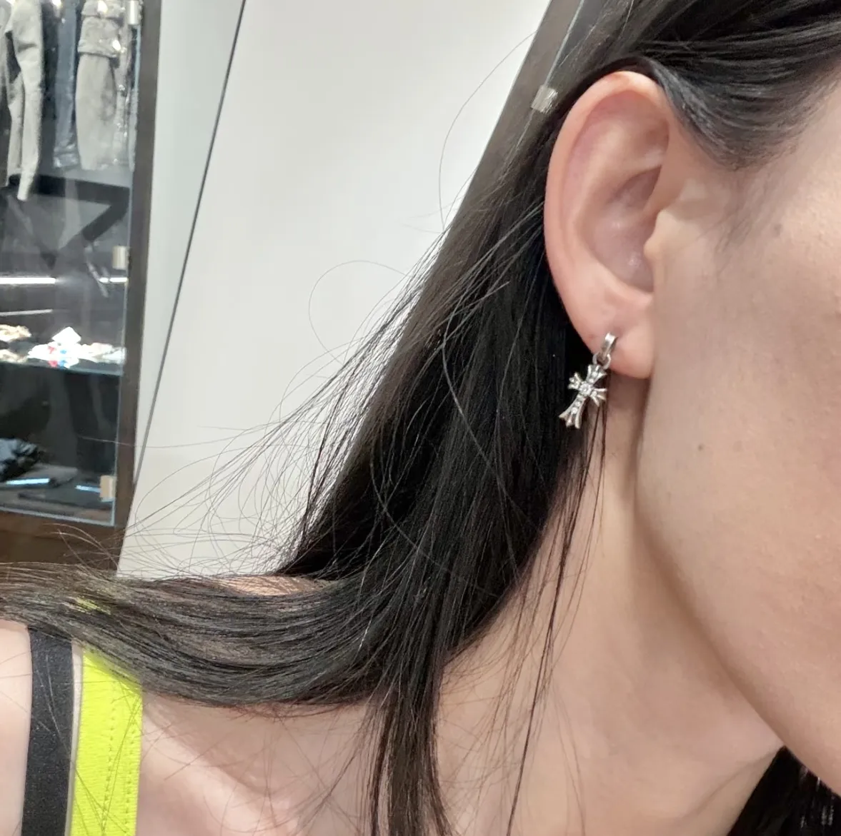 Chrome Hearts-Inspired Pave Cross Drop Earrings D26517893 — view 10