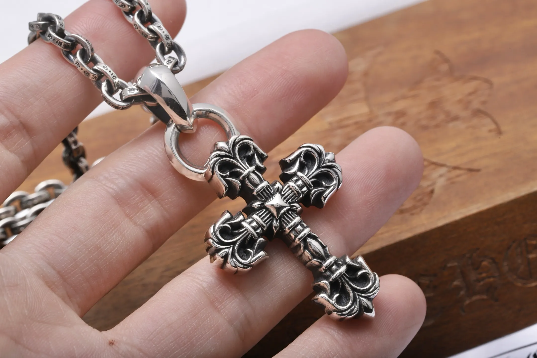 Flame Cross Pendant Necklace (Sterling Silver) D161017875 — view 4