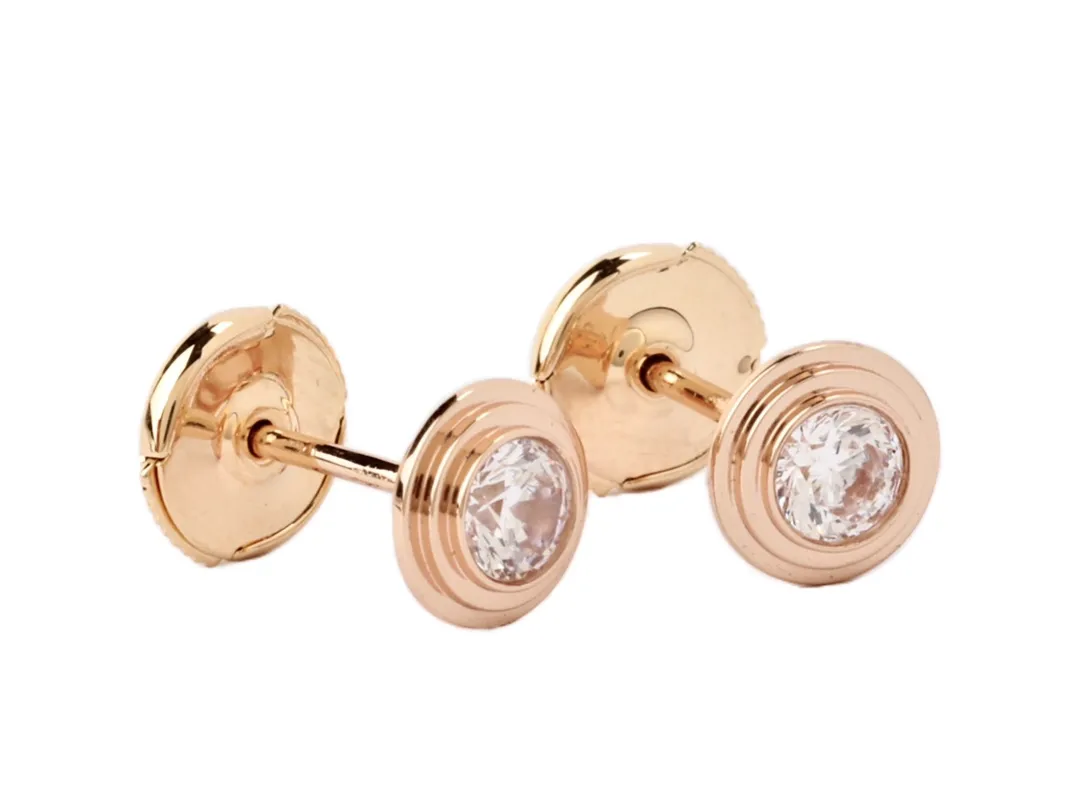 D'Amour Solitaire Stud Earrings (Gold-Plated Brass) D11516876 — view 2