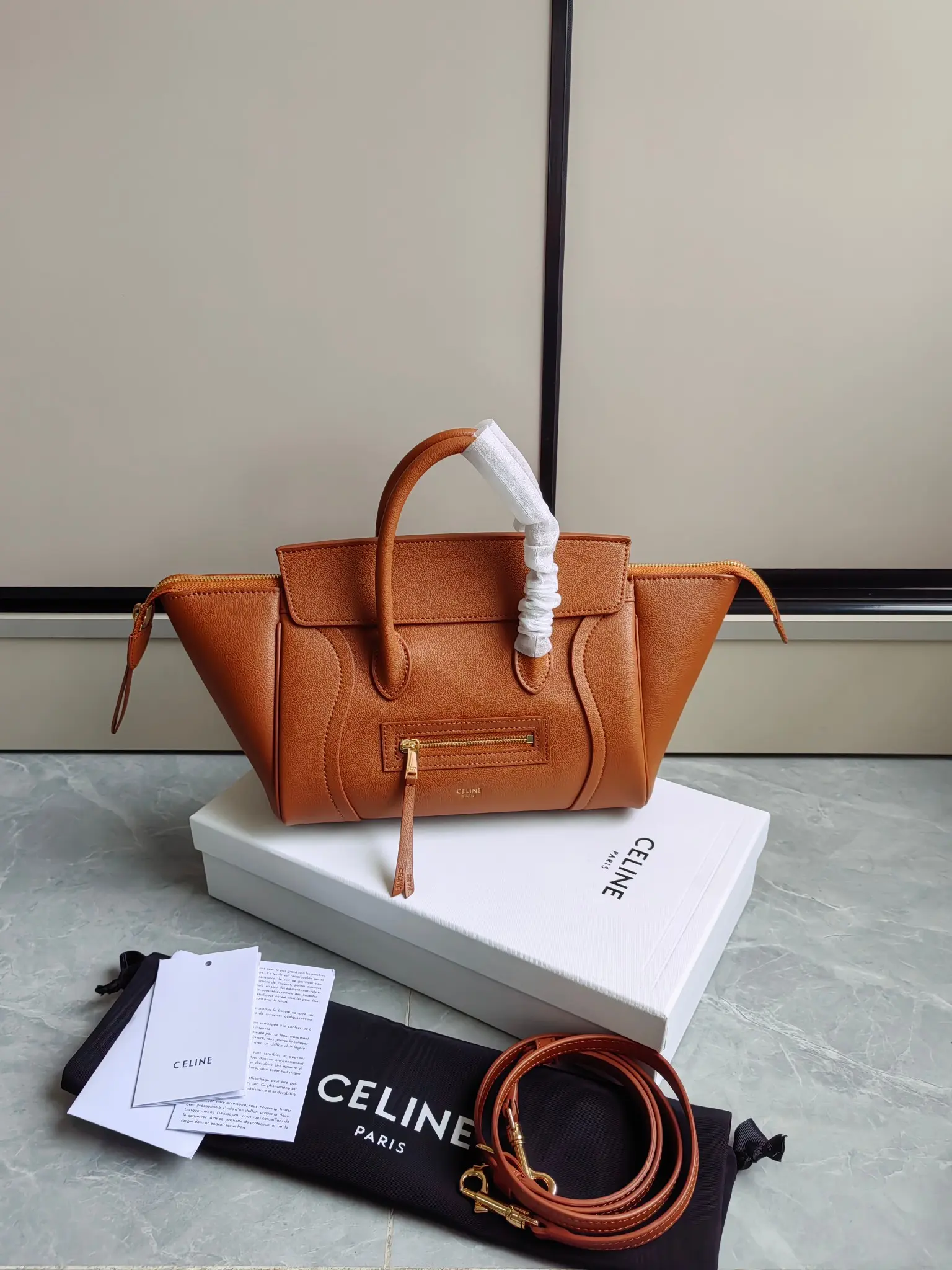 Celine Nano Luggage Handbag in Grained Leather D57017778