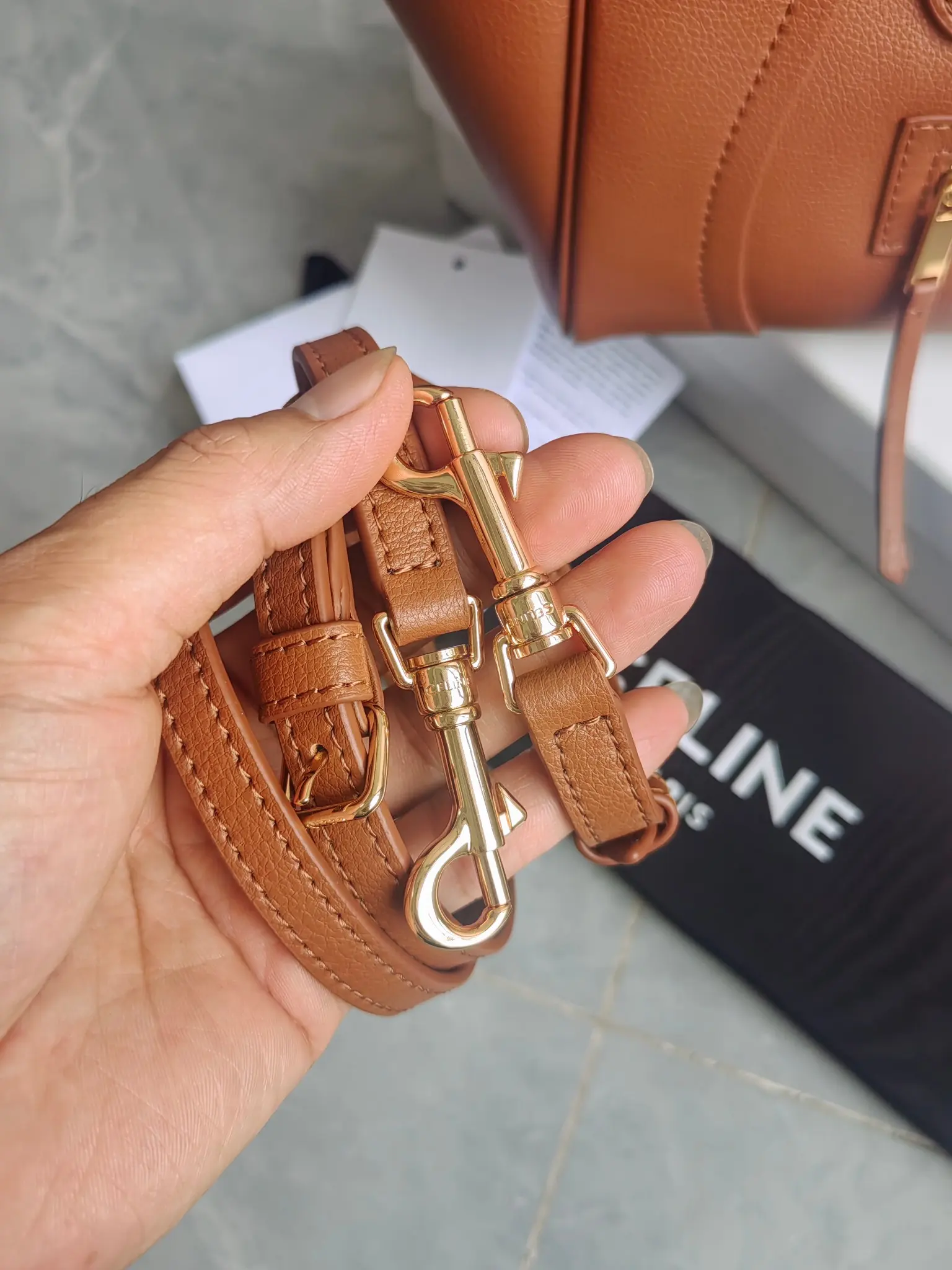 Celine Nano Luggage Handbag in Grained Leather D57017778 — view 8