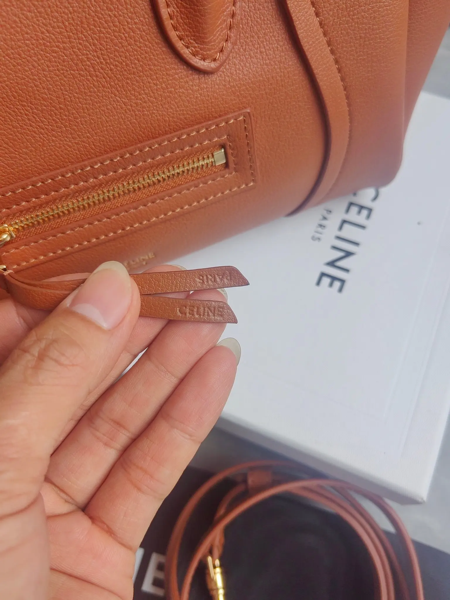 Celine Nano Luggage Handbag in Grained Leather D57017778 — view 9