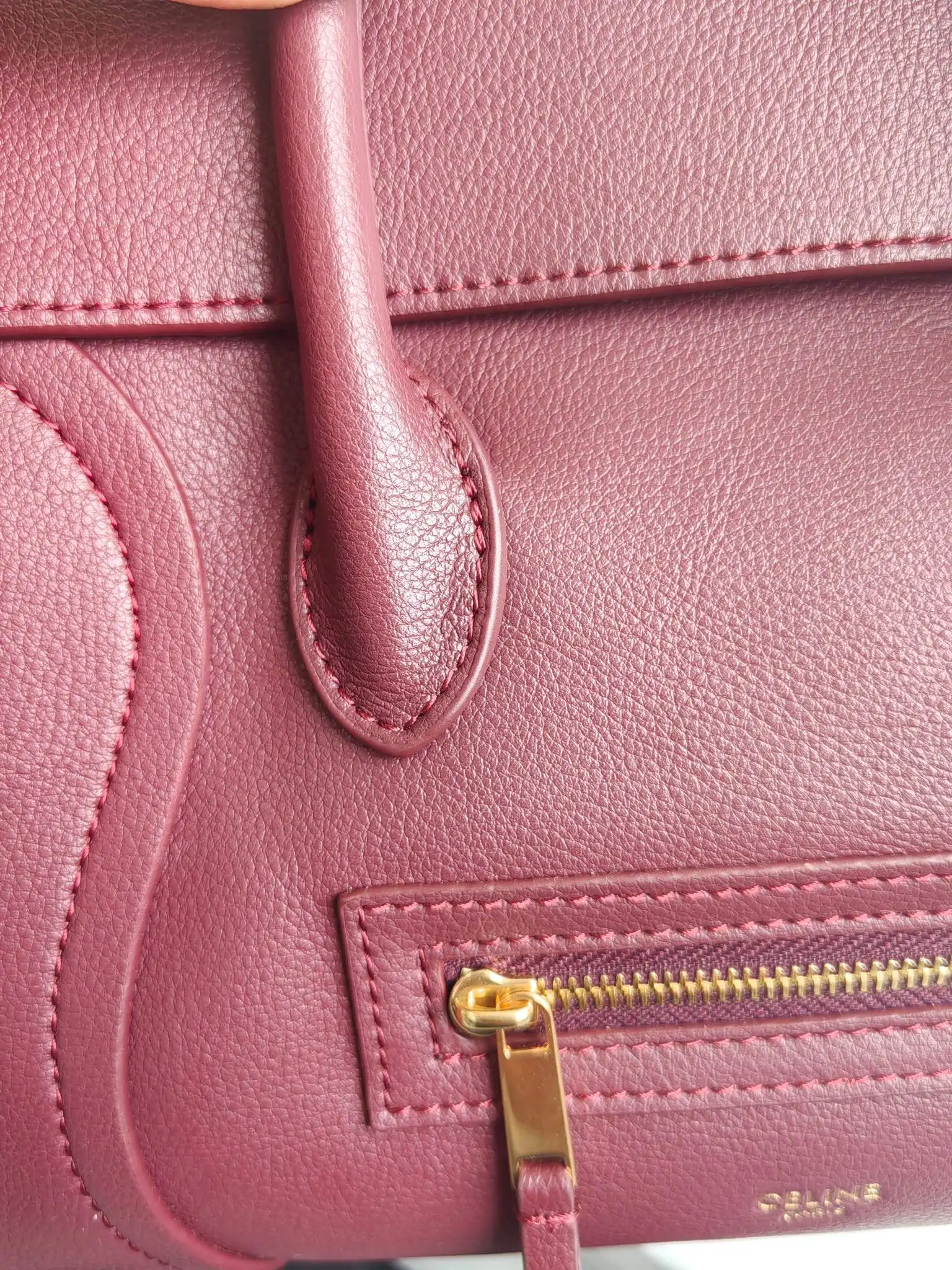 Celine Mini Luggage Handbag in Burgundy D57017779 — view 4